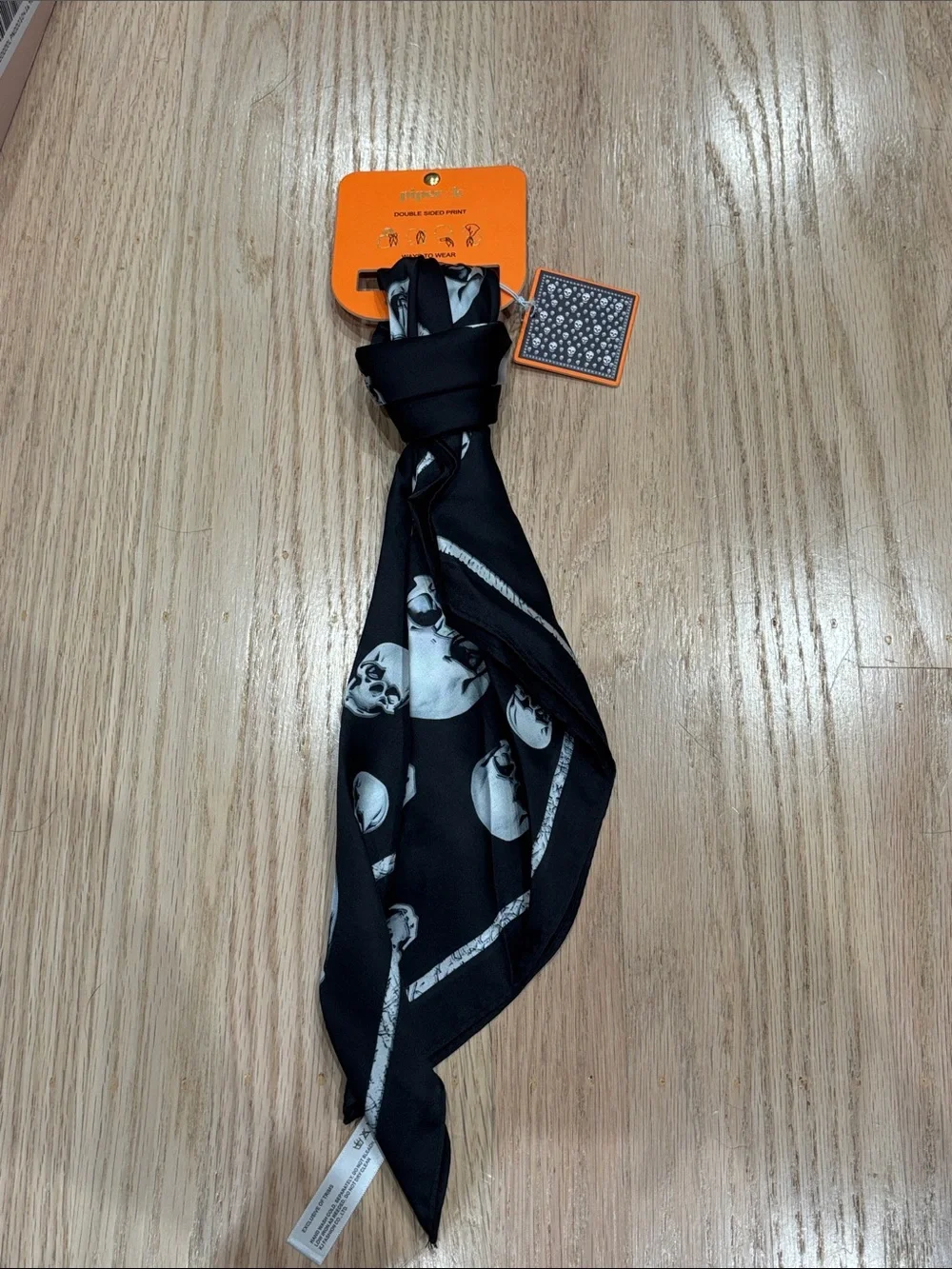 MWT Piper K Skull Print Black double sided scarf/ Bandana
